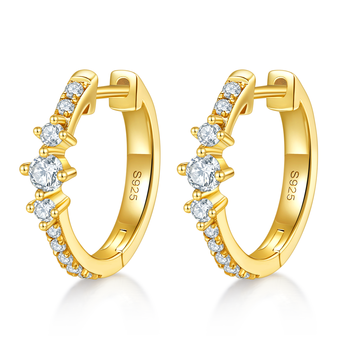 Single Row Half Earrings S925 Silver Moissanite Grade D 0.52CT